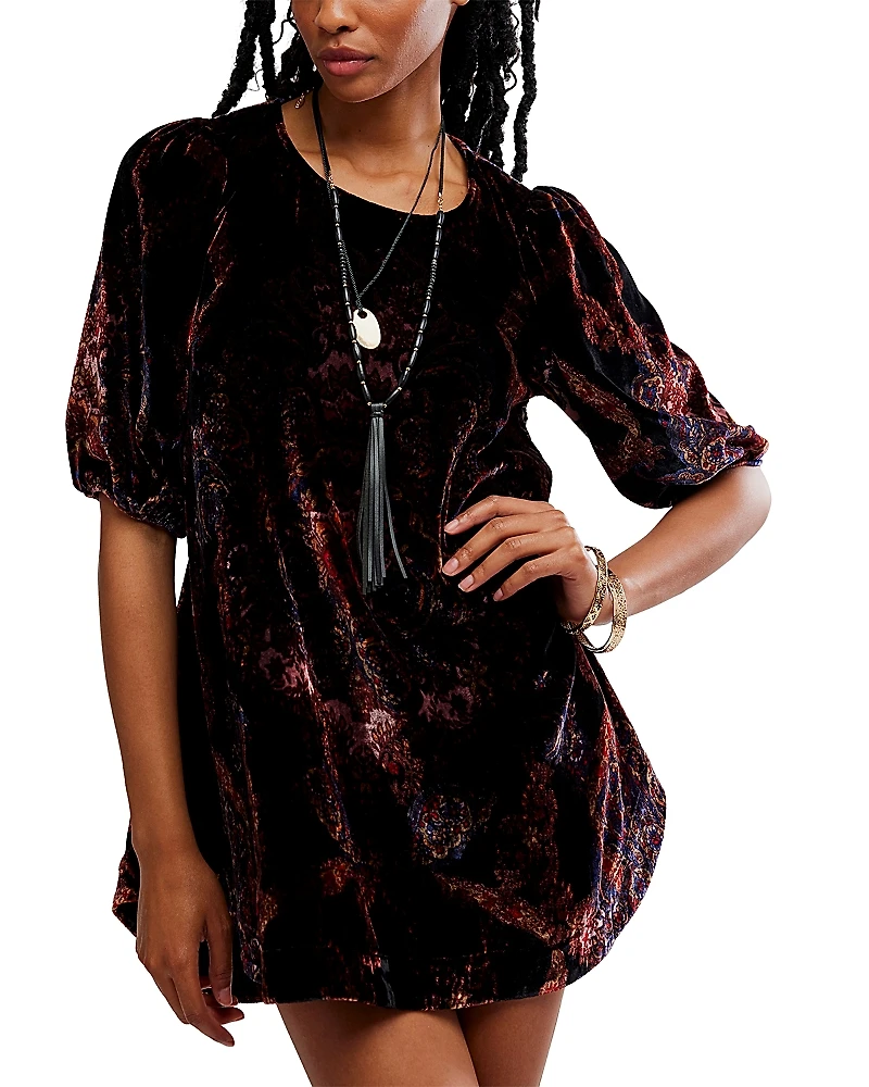 Free People Maye Printed Velvet Tunic Dress