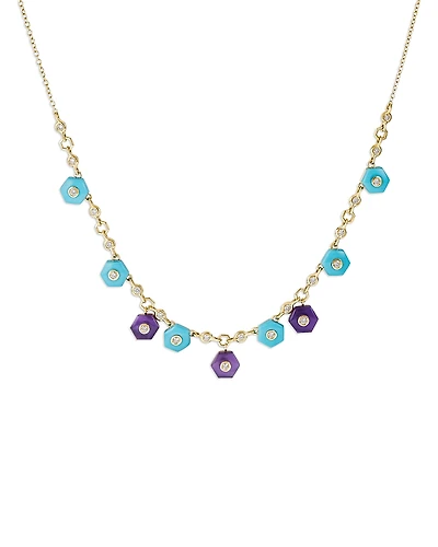 Miseno Jewelry 18K Yellow Gold Baia Necklace with Diamonds, Lapis & Turquoise