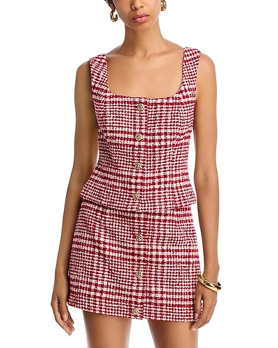 French Connection Brushed Houndstooth Square Neck Sleeveless Top
