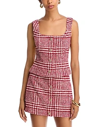 French Connection Brushed Houndstooth Square Neck Sleeveless Top