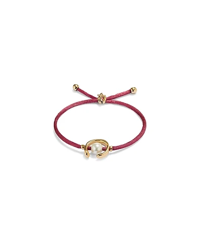 UNOde50 Mauve Cord Pearl Bracelet