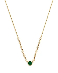 Bloomingdale's Fine Collection Emerald & Diamond Bezel Station Necklace