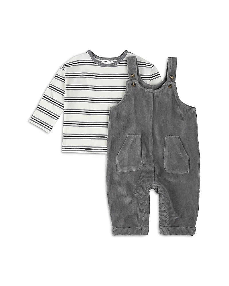 Firsts by petit lem Boys' Striped Top & Corduroy Overall Set - Baby