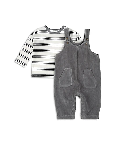 Firsts by petit lem Boys' Striped Top & Corduroy Overall Set - Baby