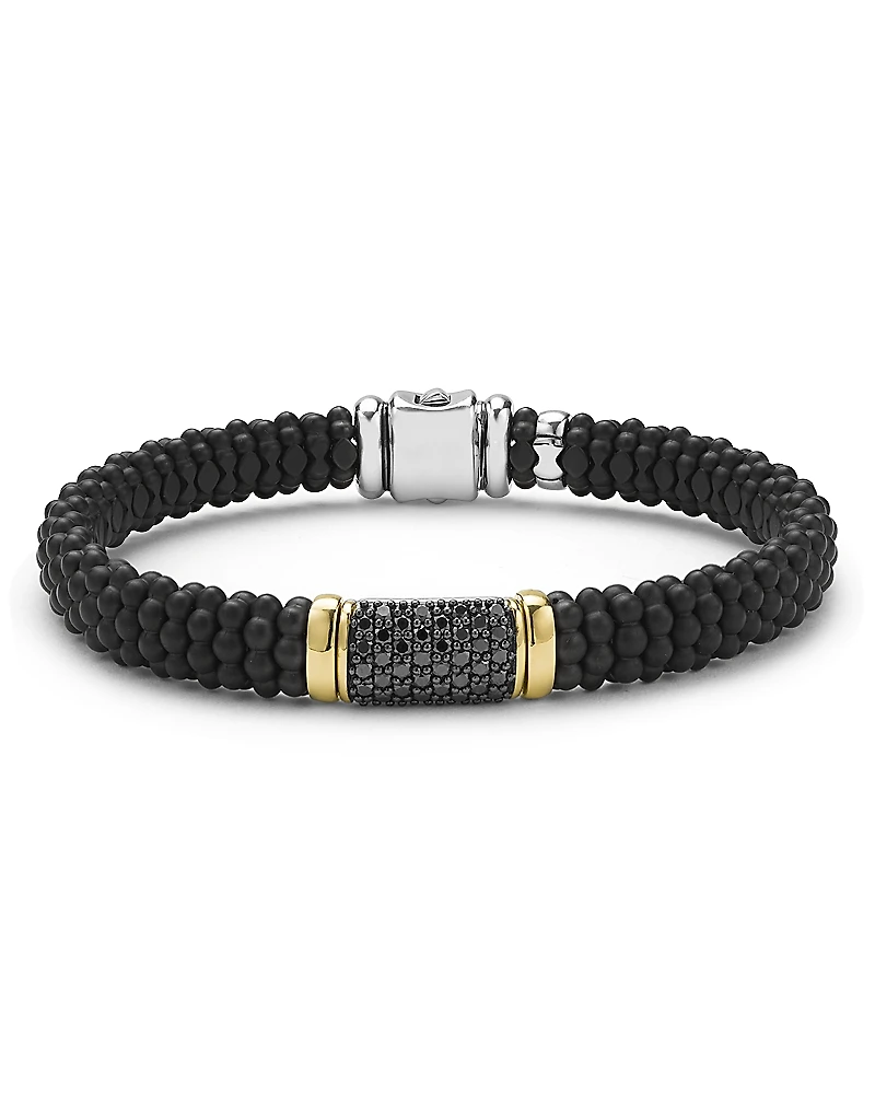 Lagos Two-Tone Matte Black Ceramic Diamond Bracelet