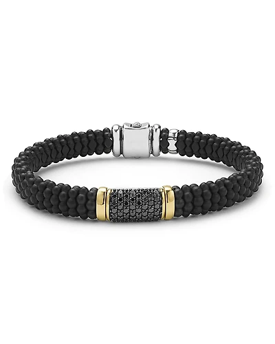 Lagos Two-Tone Matte Black Ceramic Diamond Bracelet