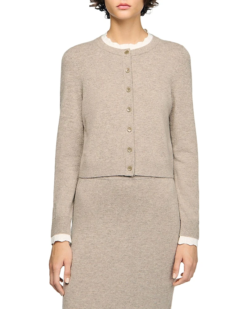 Sandro Eleome Contrast Trim Cardigan