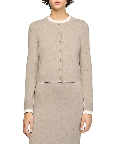 Sandro Eleome Contrast Trim Cardigan
