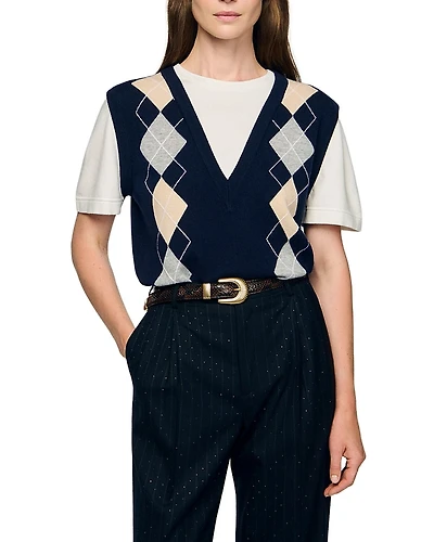 Sandro Layered Look Sweater Vest Top