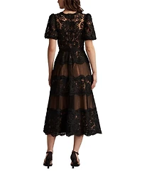 Belline Embroidered Chiffon Midi Dress