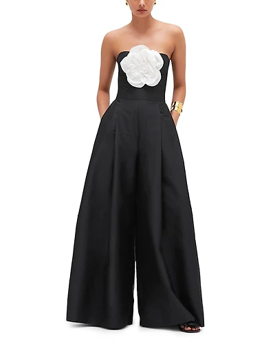 PatBO Taffeta Bloom Rosette Jumpsuit
