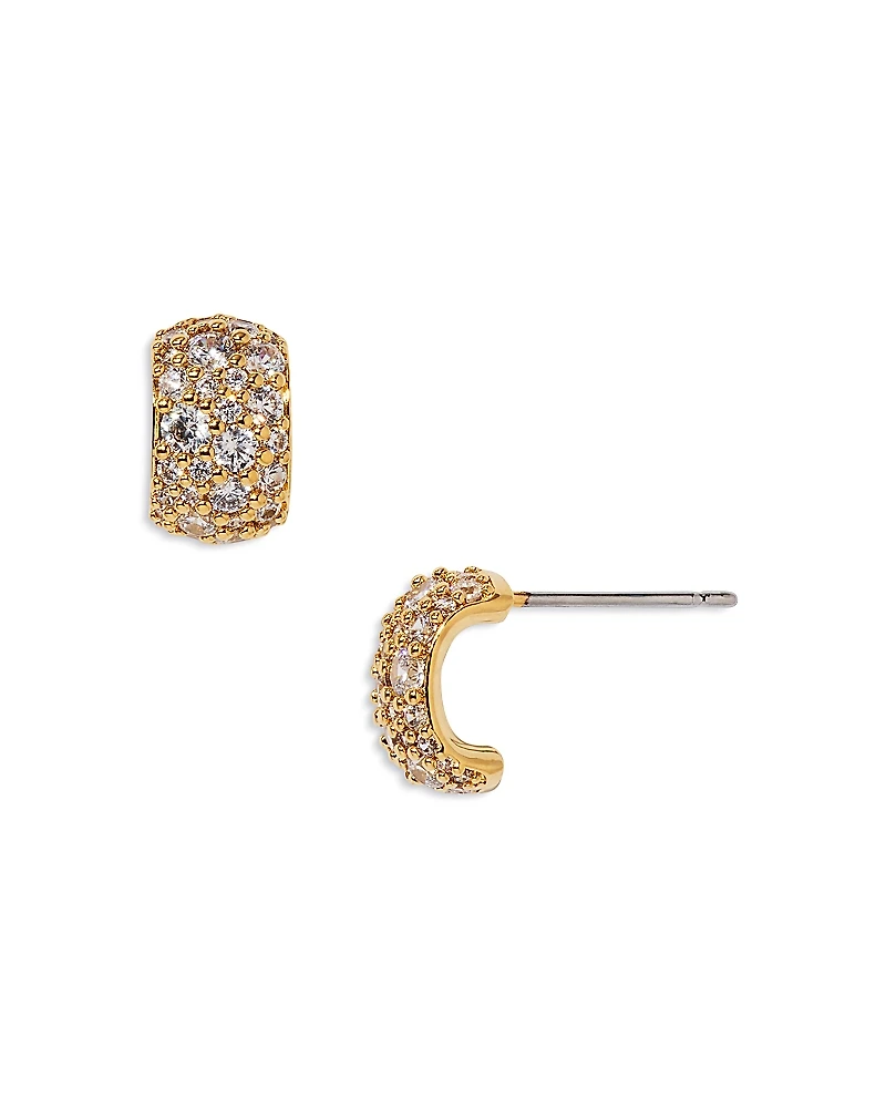Nadri Crushed Pave Yellow Gold Plated Stud Earrings, 0.4L