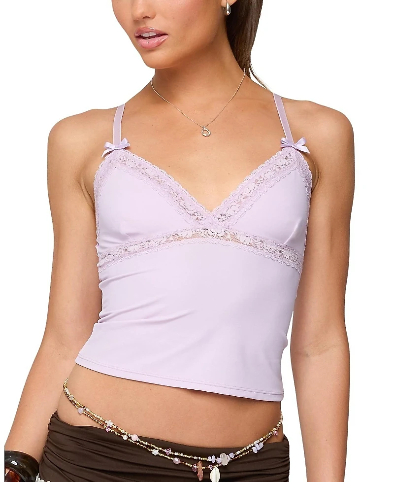 Edikted Fran Lacey V Neck Tank Top