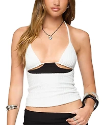Edikted Powell Textured Cut Out Halter Top