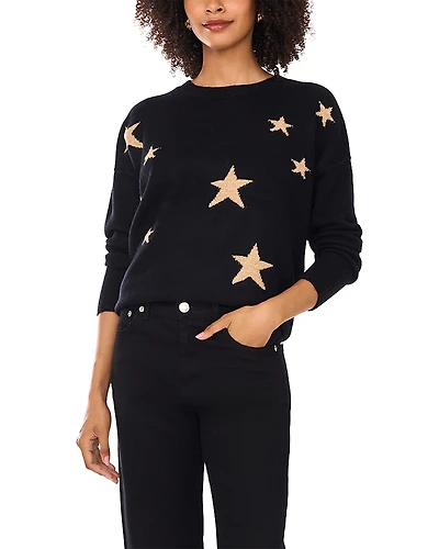 Vince Camuto Metallic Star Crewneck Sweater