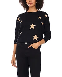 Vince Camuto Metallic Star Crewneck Sweater