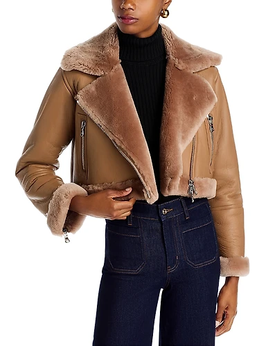 L'Agence Pike Cropped Shearling Jacket