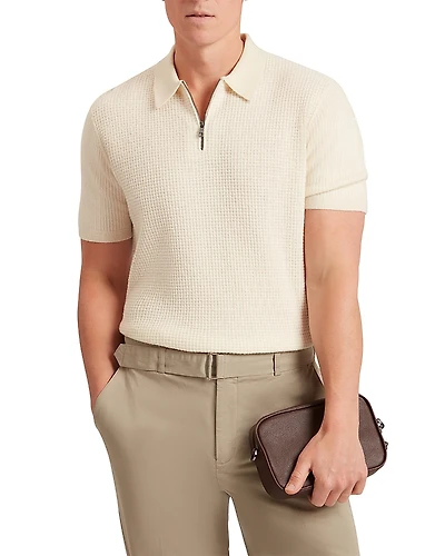 Ted Baker Jaylon Waffle Stitch Zip Polo