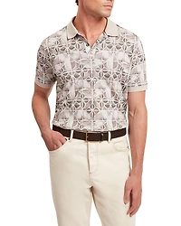 Ted Baker Ericke Short Sleeve Floral Geo Pique Cotton Polo