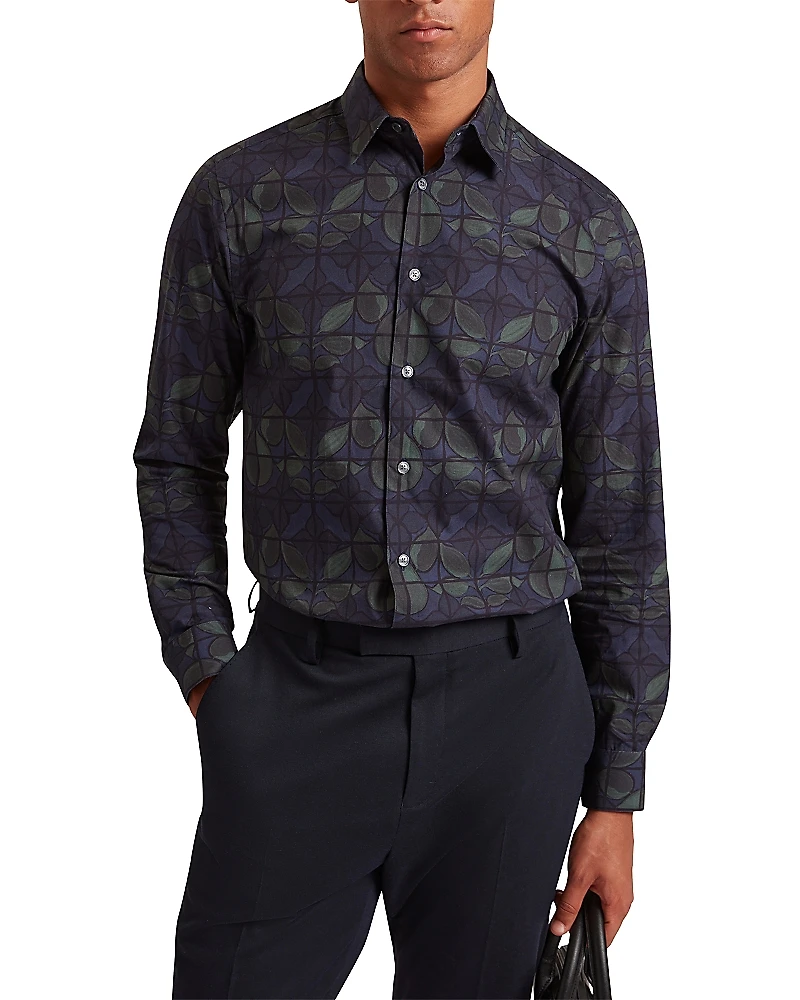 Ted Baker Frankkn Regular Fit Floral Check Cotton Shirt