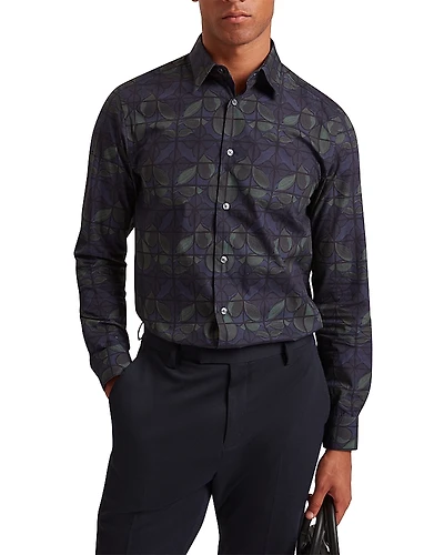 Ted Baker Frankkn Regular Fit Floral Check Cotton Shirt