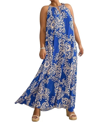 Live Unlimited Floral Print Halter Neck Maxi Dress