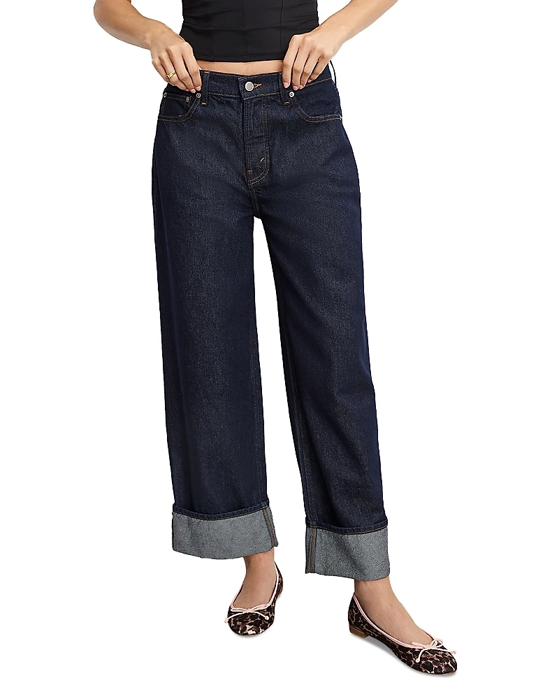 Good American Standard Baggy Cuffed Jeans