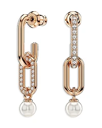 Swarovski Constella Pave Link & Faux Pearl Drop Earrings