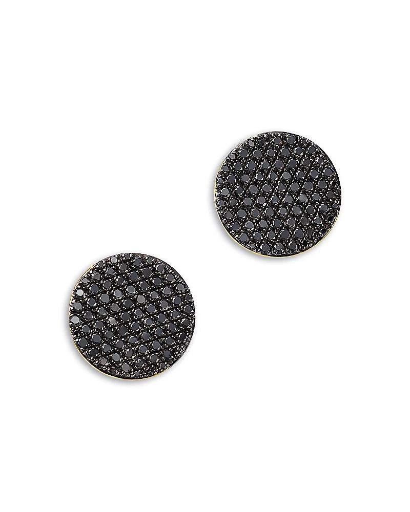 Bloomingdale's Fine Collection Black Diamond Pave Disc Button Stud Earrings