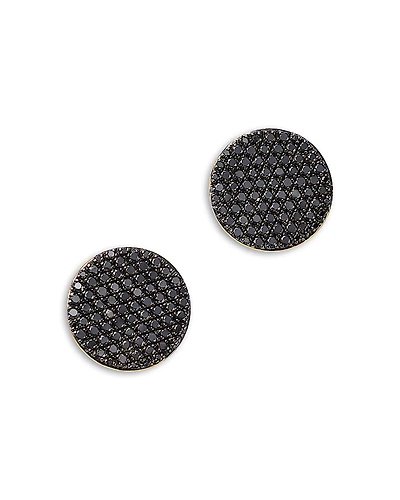 Bloomingdale's Fine Collection Black Diamond Pave Disc Button Stud Earrings