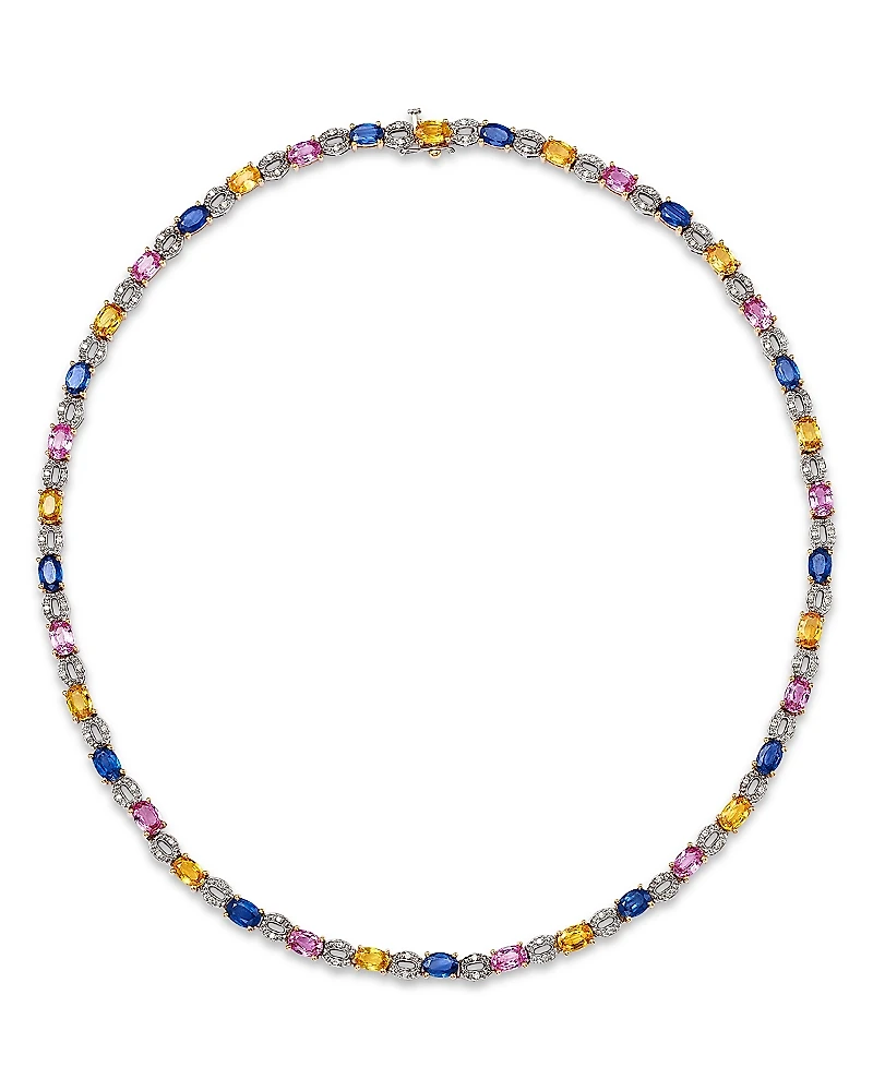 Bloomindale's Fine Collection Luxe Multicolor Sapphire & Diamond Tennis Necklace