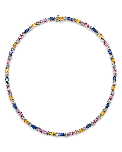 Bloomindale's Fine Collection Luxe Multicolor Sapphire & Diamond Tennis Necklace
