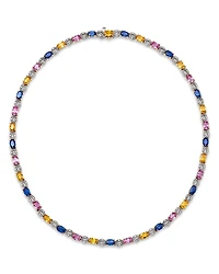 Bloomindale's Fine Collection Luxe Multicolor Sapphire & Diamond Tennis Necklace