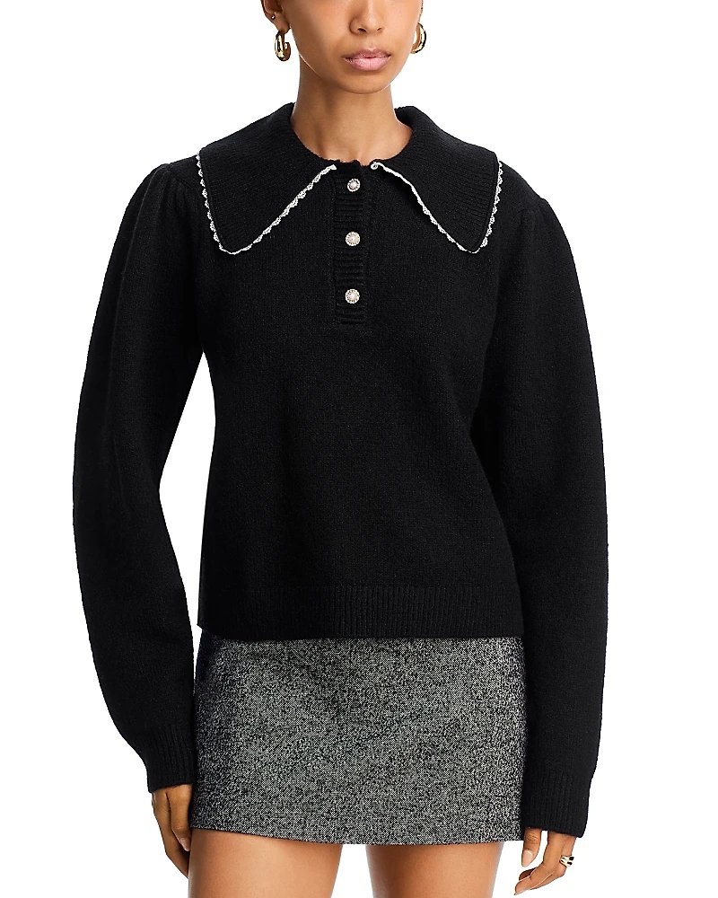 Aqua Collared V Neck Sweater - Exclusive