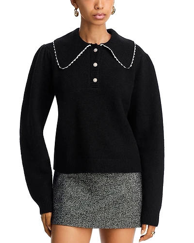 Aqua Collared V Neck Sweater - Exclusive