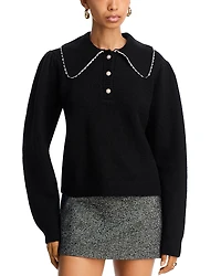 Aqua Collared V Neck Sweater - Exclusive