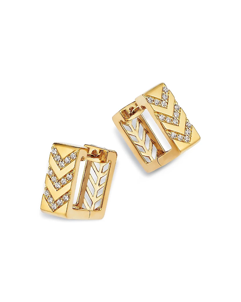 Bloomingdale's Fine Collection Diamond Chevron Square Huggie Hoop Earrings