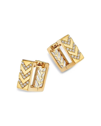 Bloomingdale's Fine Collection Diamond Chevron Square Huggie Hoop Earrings