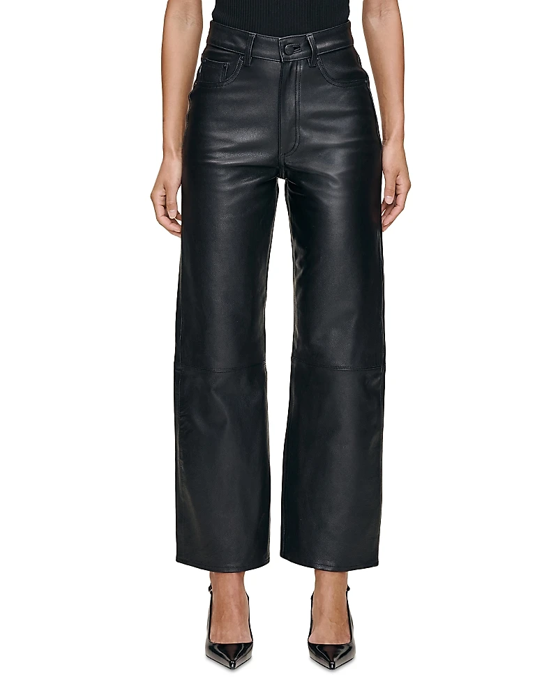 DL1961 Karmine Leather Refined Wide Leg SculptSystem High Rise Jeans