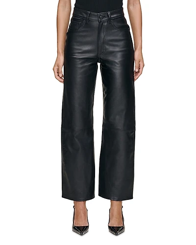 DL1961 Karmine Leather Refined Wide Leg SculptSystem High Rise Jeans