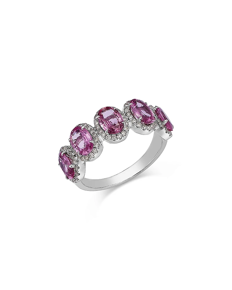 Bloomingdale's Fine Collection Pink Sapphire & Diamond Multi Stone Halo Ring