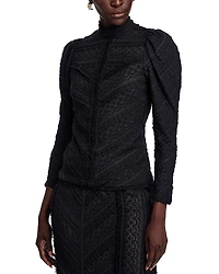 Cinq a Sept Mito Textured High Neck Top