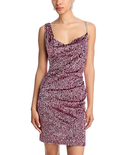 Area Crystal Strap Embellished Mini Dress