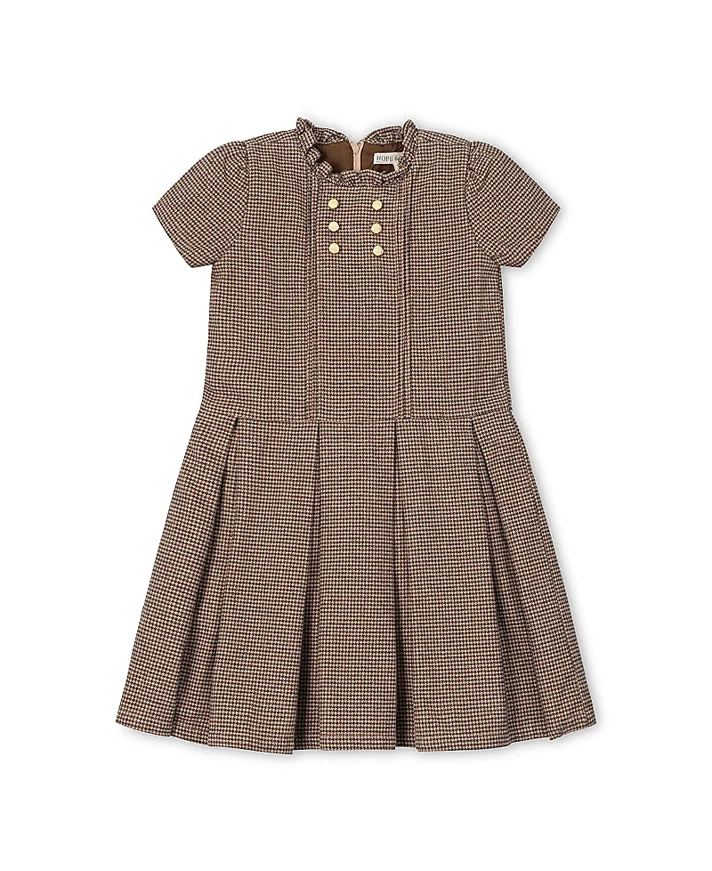 Hope & Henry Girls' Organic Ruffle Collar Pintuck Drop Waist Dress - Little Kid, Big Kid