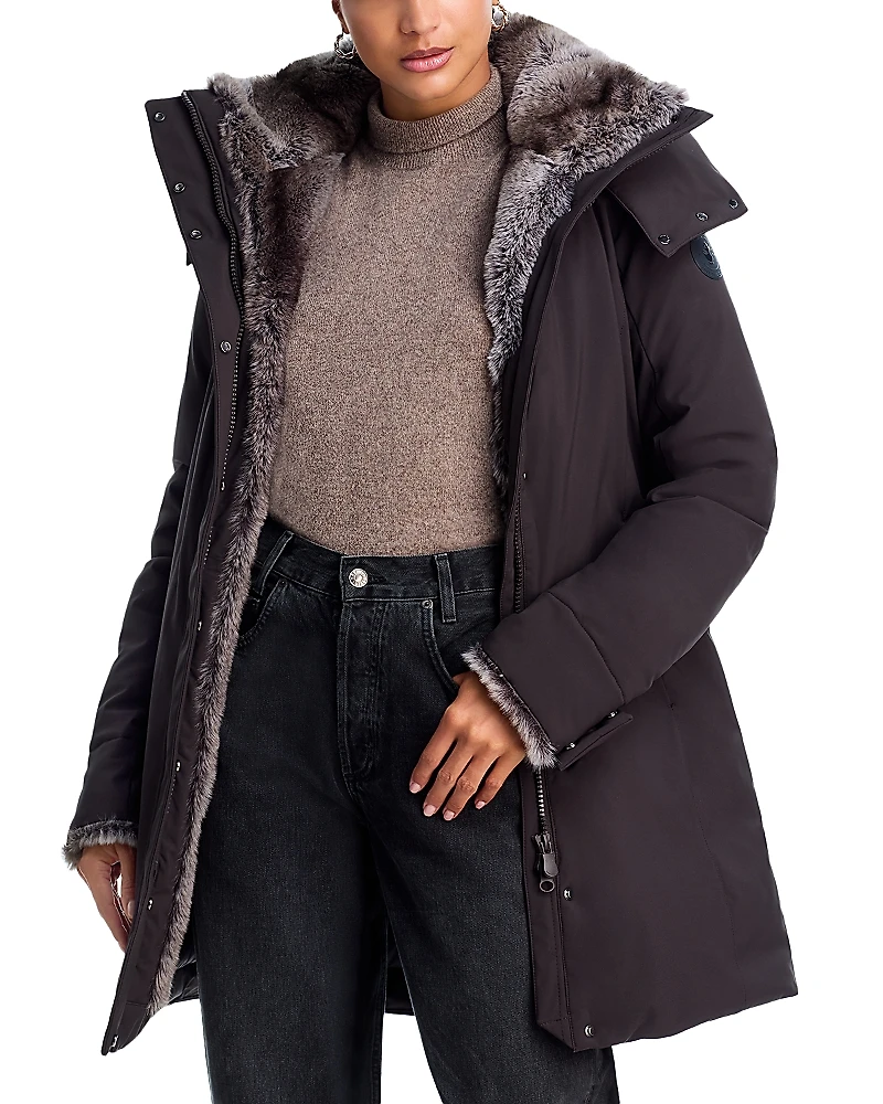 Save The Duck Faux Fur Trim Hooded Coat