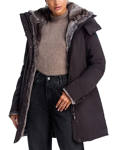 Save The Duck Faux Fur Trim Hooded Coat
