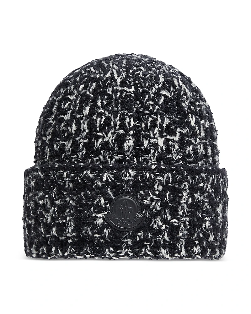 Moncler Wool Blend Logo Patch Beanie