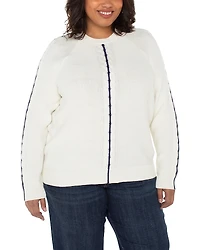 Liverpool Los Angeles Plus Long Sleeve Crewneck Raglan Sweater