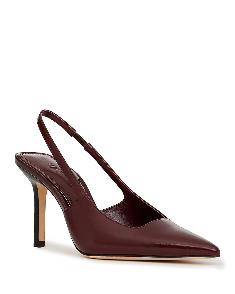 Paige Women's Sienna Red Glossy Leather Slingback Pumps