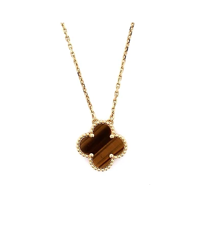 Pre-Owned Van Cleef & Arpels Vintage Alhambra Pendant Necklace 18K Gold and Tiger Eye